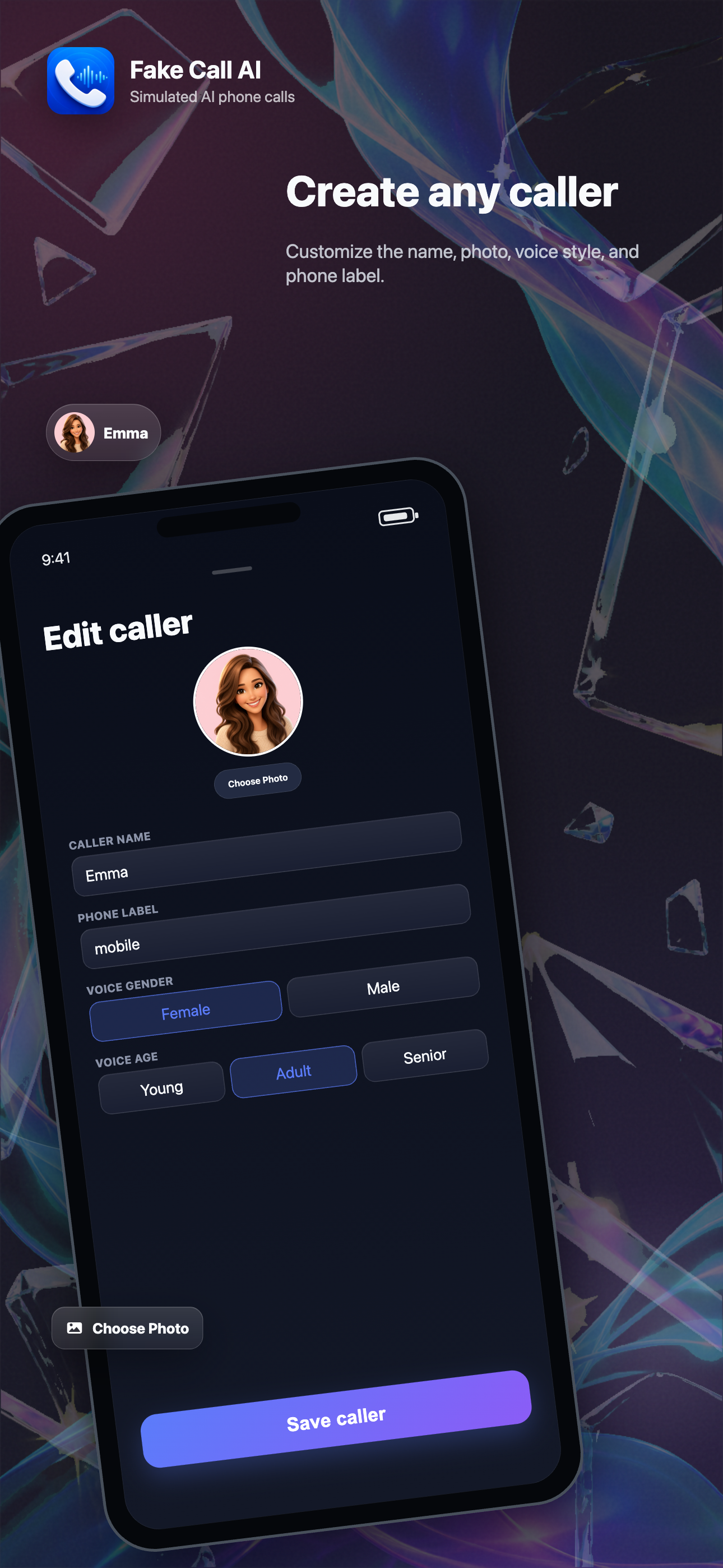 Custom caller app preview